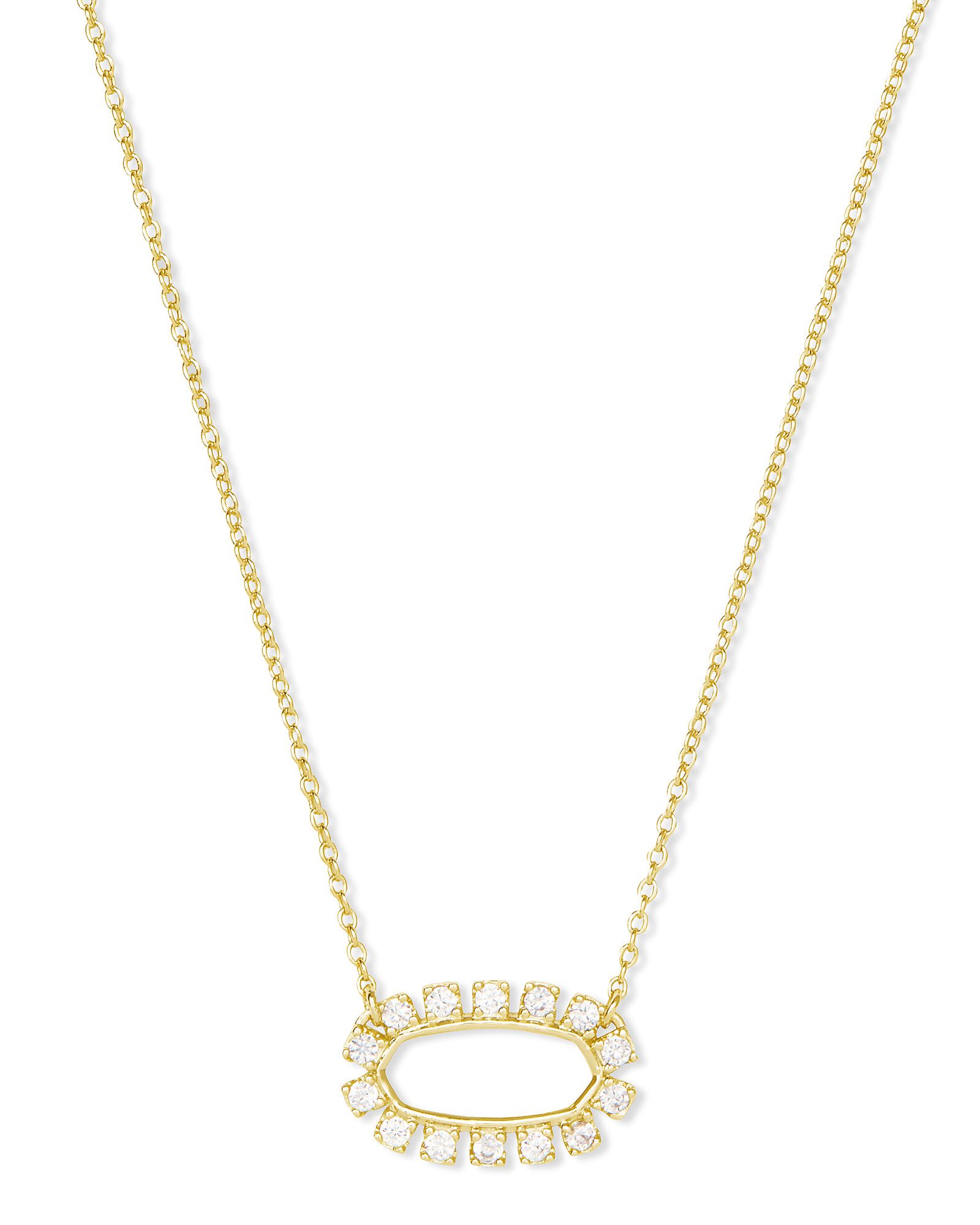 Kendra Scott- Elisa Gold Open Frame Crystal Pendant Necklace In Gold